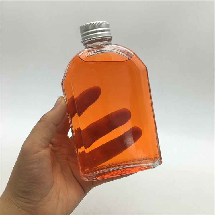 Ins Style 100ml 250ml 350ml flat square glass bottle for hand made juice /Portable takeaway coffee