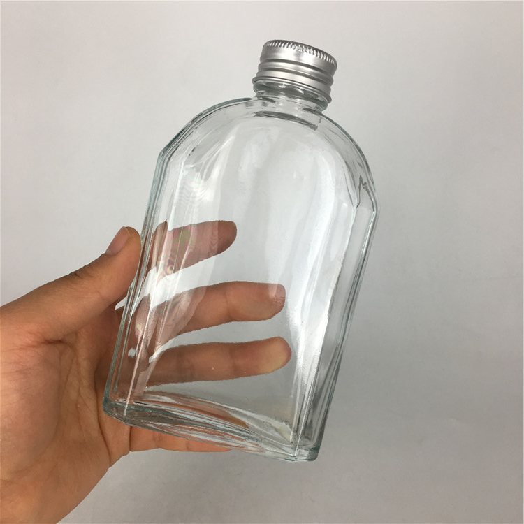 Ins Style 100ml 250ml 350ml flat square glass bottle for hand made juice /Portable takeaway coffee