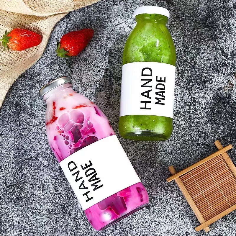 Ins style handmade yogurt bottle strawberry milk shake juice bottle 300ml 500ml