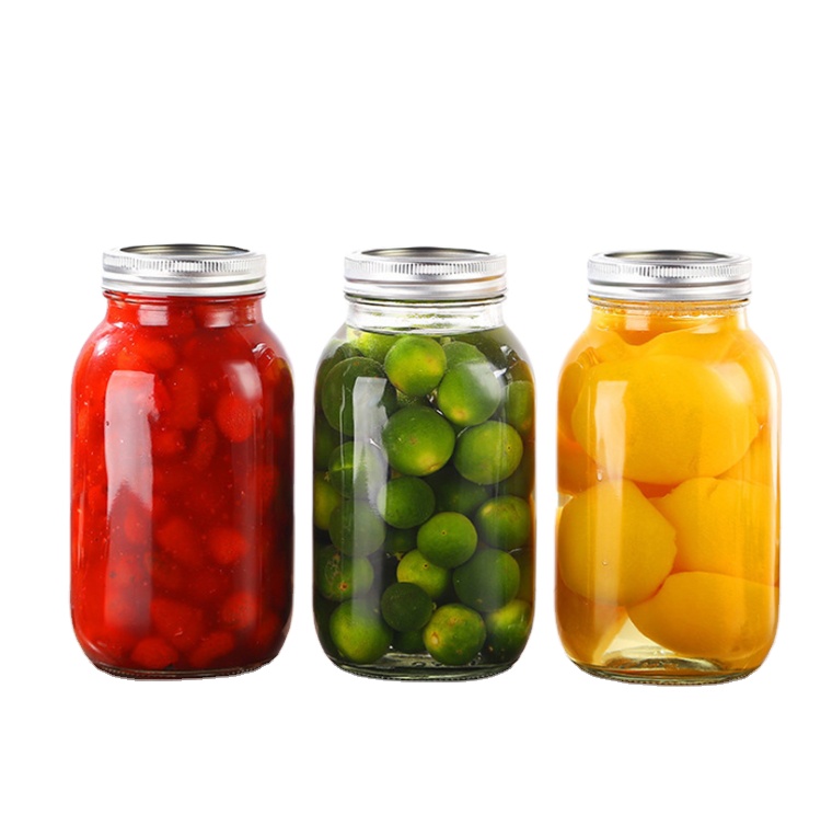 Ins style large glass mason jars bulk no handle for canned fruits