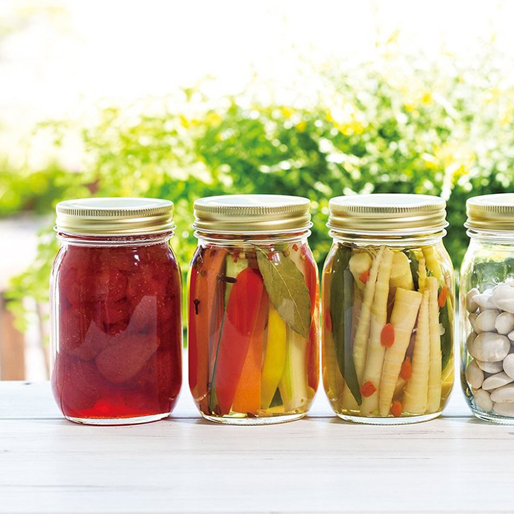 Ins style large glass mason jars bulk no handle for canned fruits