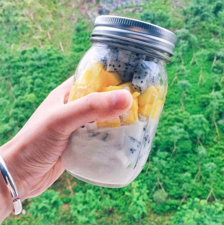 Ins style large glass mason jars bulk no handle for canned fruits