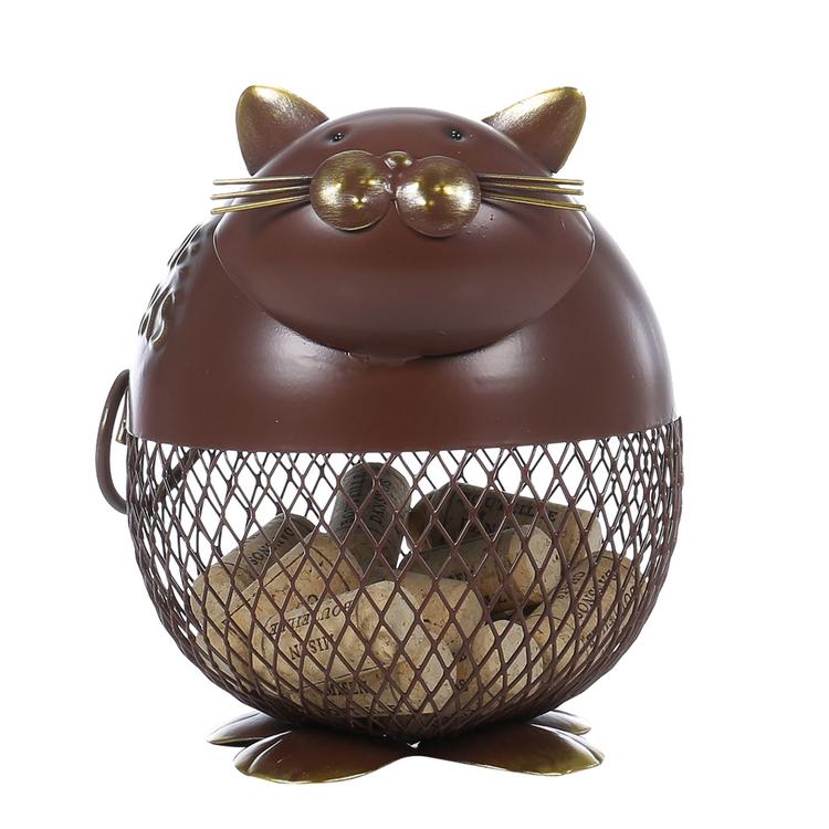 Iron Fat Cat Wine Cork Storage Basket Home Decoration Art Fat Cat Wine Storage Decoration Kitchen Supplies