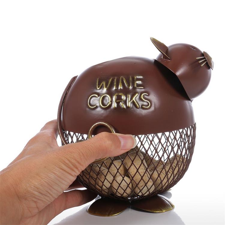 Iron Fat Cat Wine Cork Storage Basket Home Decoration Art Fat Cat Wine Storage Decoration Kitchen Supplies