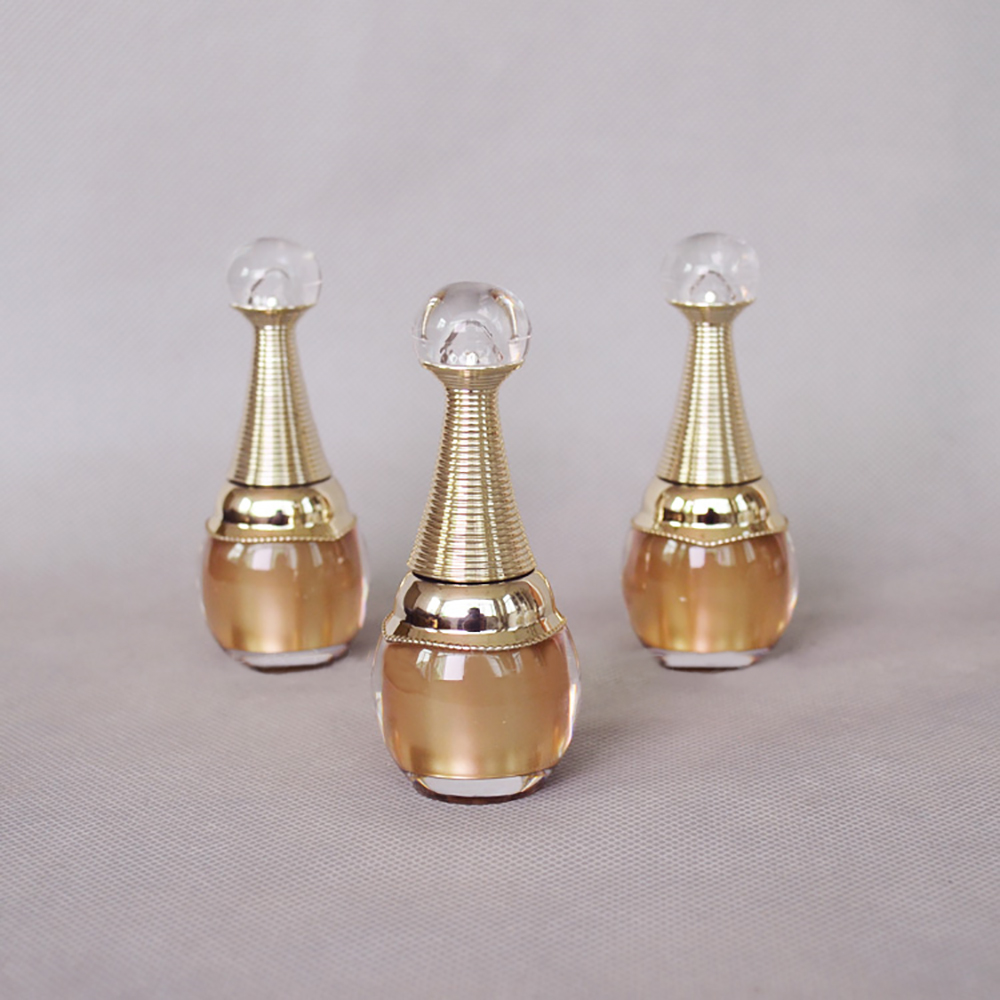 Irregular gold nail empty bottle with brush nail polish bottle