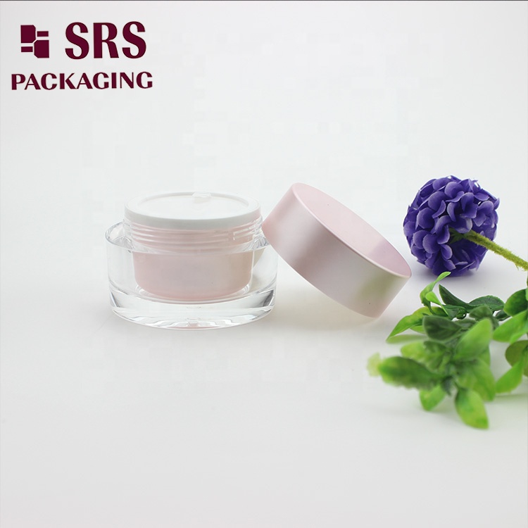 J0211B round cosmetic container pink color cream empty acrylic jar
