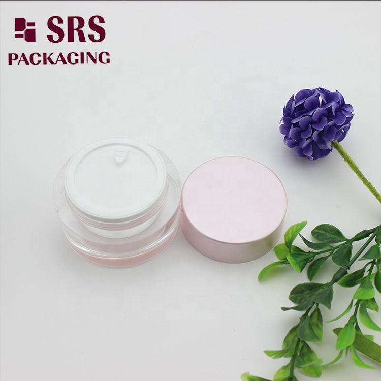 J0211B round cosmetic container pink color cream empty acrylic jar