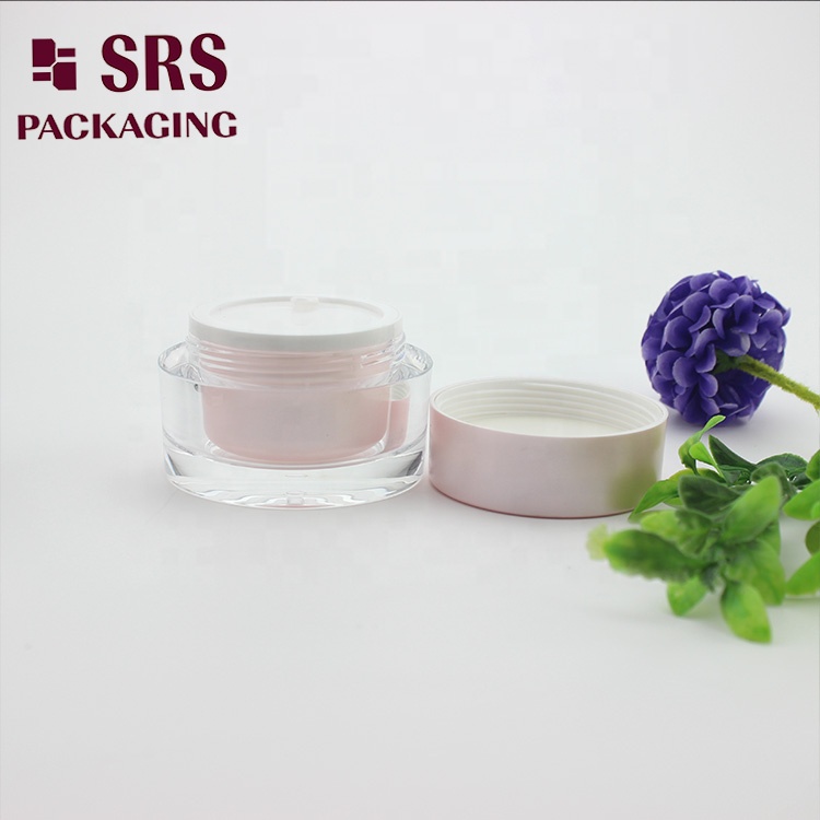 J0211B round cosmetic container pink color cream empty acrylic jar