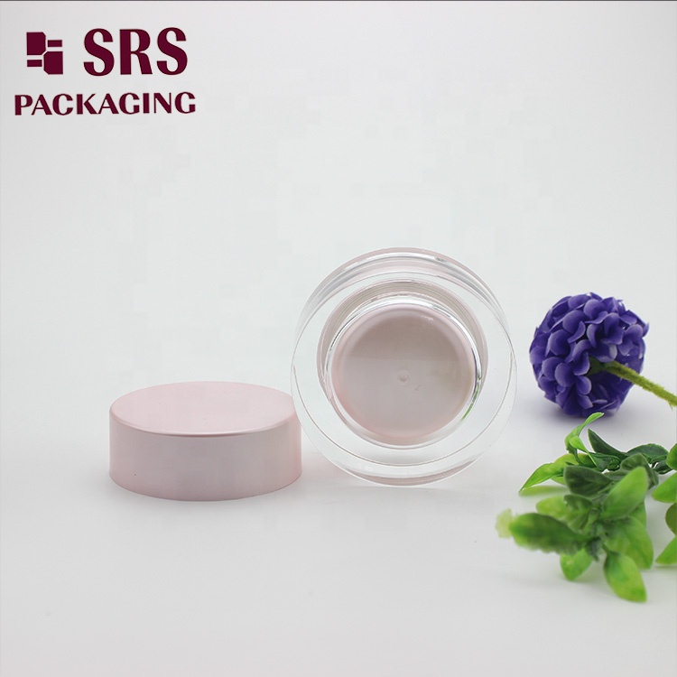 J0211B round cosmetic container pink color cream empty acrylic jar
