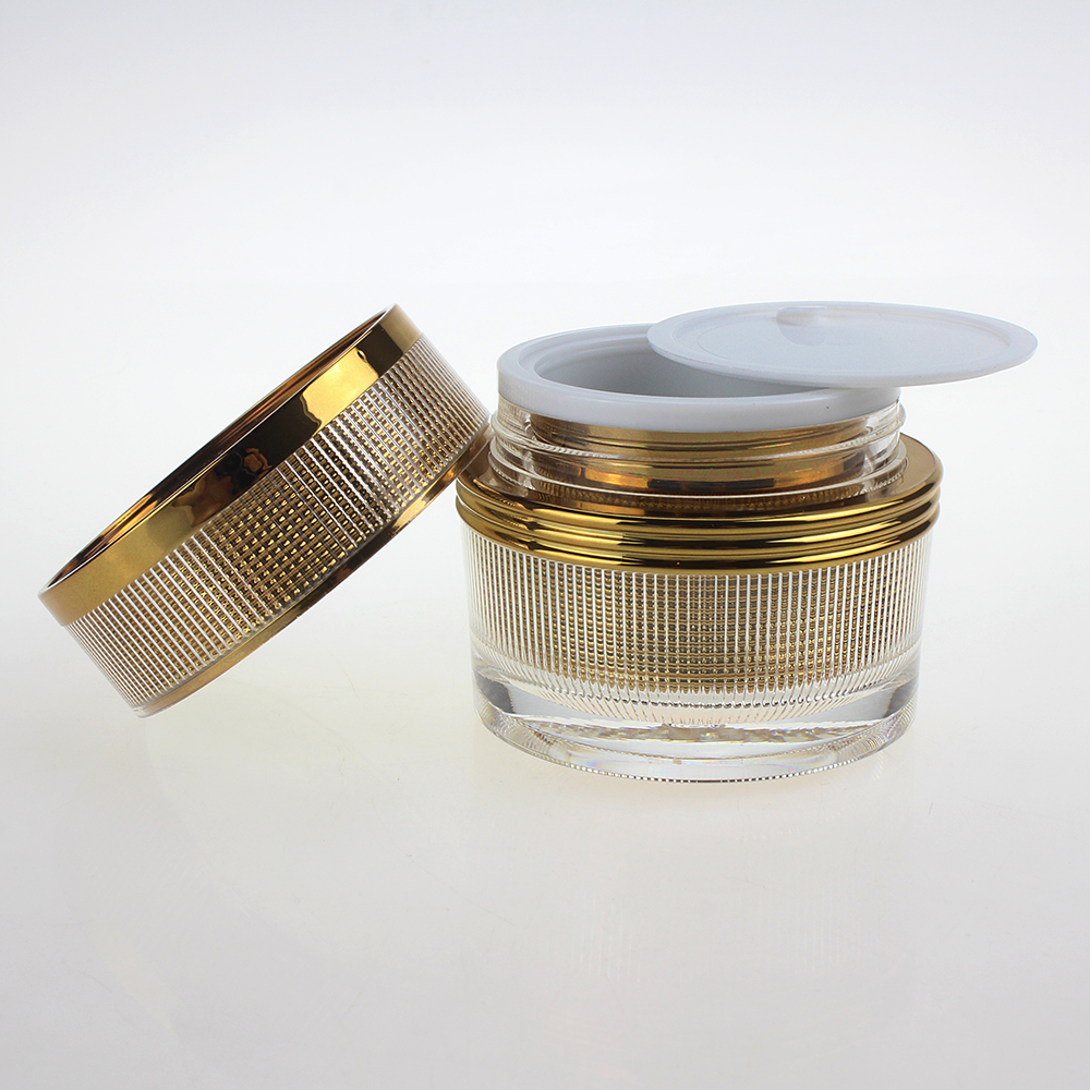 JA28 Gold Acrylic Cosmetic Jar, 30g 50g Cream Jar with Gold Cover