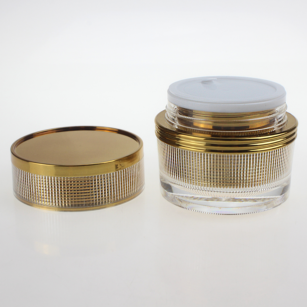 JA28 Gold Acrylic Cosmetic Jar, 30g 50g Cream Jar with Gold Cover
