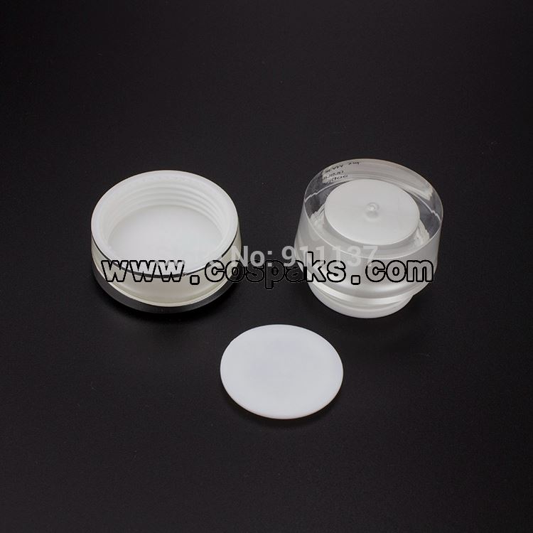JA31-5ml pearl white plastic jars with lids, 5g plastic container pearl white, 5ml pearl white acrylic bottle