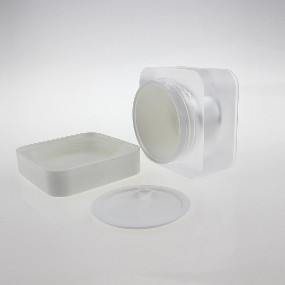 JA56 Square Clear Frosted Acrylic 30ml 50ml Jar with White Caps