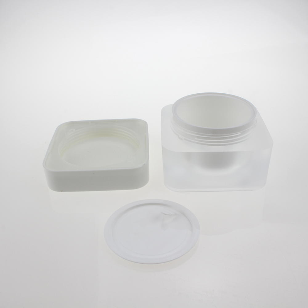 JA56 Square Clear Frosted Acrylic 30ml 50ml Jar with White Caps