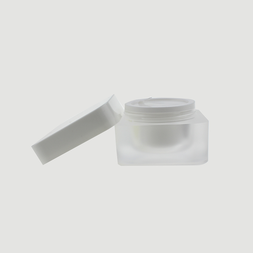JA56 Square Clear Frosted Acrylic 30ml 50ml Jar with White Caps