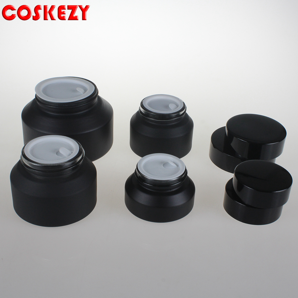 JG201 50g Matte Black Glass Cream Jars, 50ml 100ml Cosmetic Glass Cream Jars, 100ml Frosted Glass Cream Jar Packaging