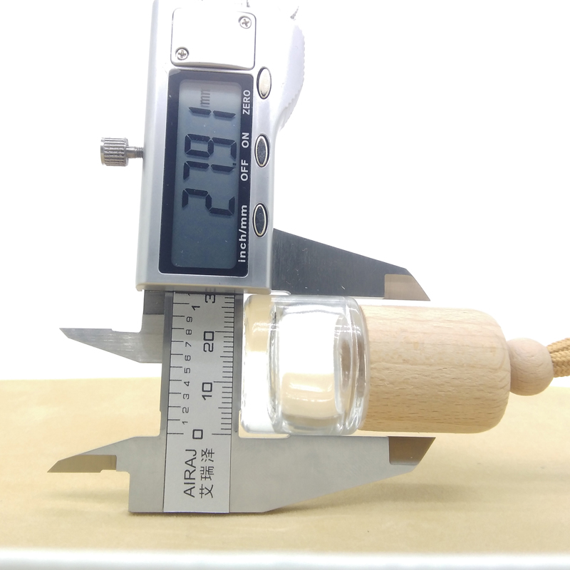 JH-10230R Round Shape Beech Wooden Air Diffuser Glass Bottle Car Perfume Bottle