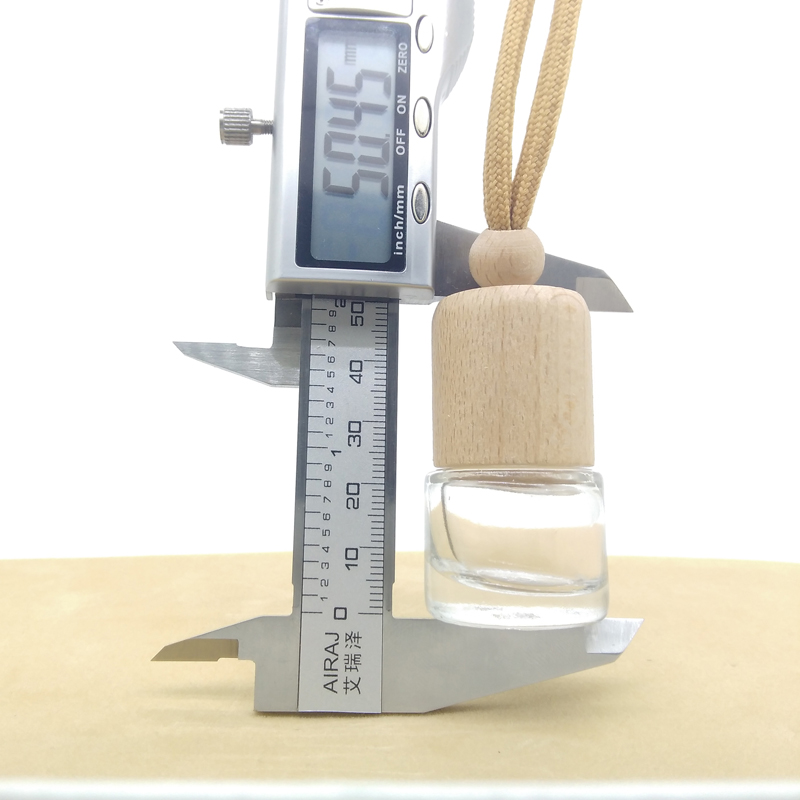 JH-10230R Round Shape Beech Wooden Air Diffuser Glass Bottle Car Perfume Bottle