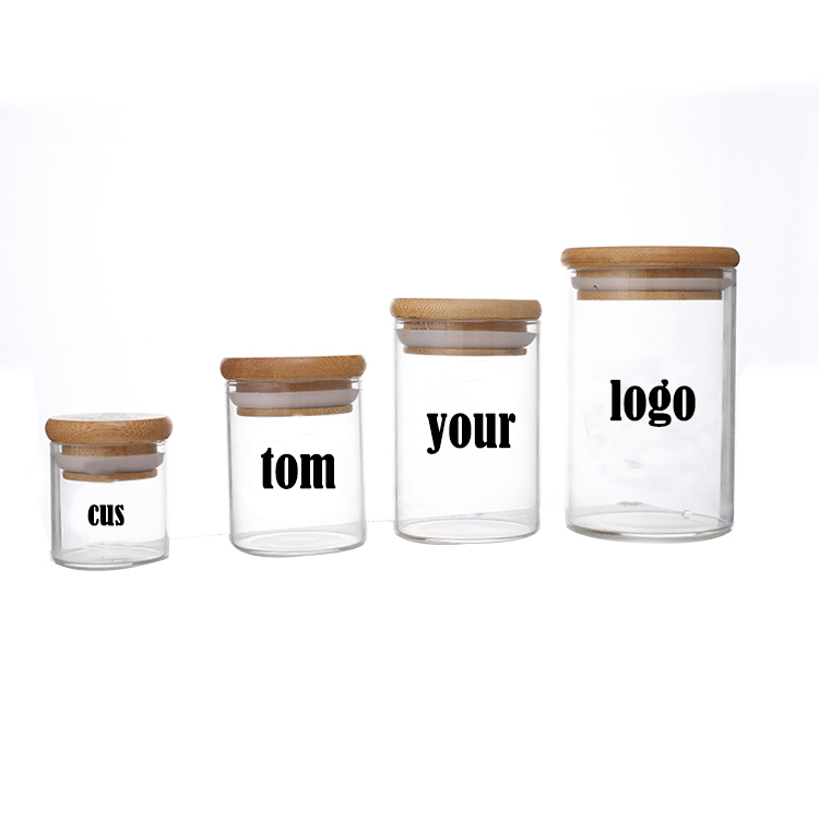 JIJU Eco-friendly glass packaging container glass jar and bottles with bamboo lid