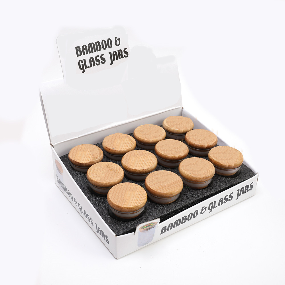 JIJU Eco-friendly glass packaging container glass jar and bottles with bamboo lid