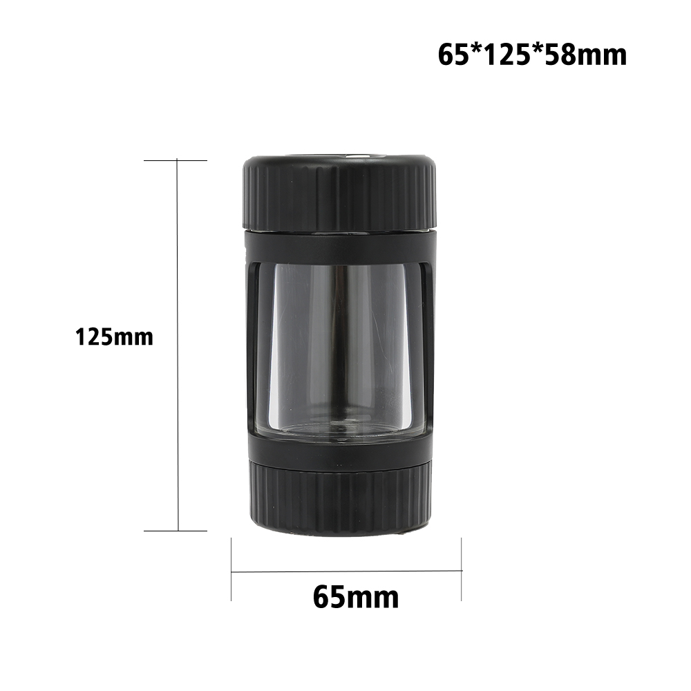 JL-060Y-1 2021 newest design wholesale plastic jar with light herb grinder magnifying glass smoking pipe bottle jar
