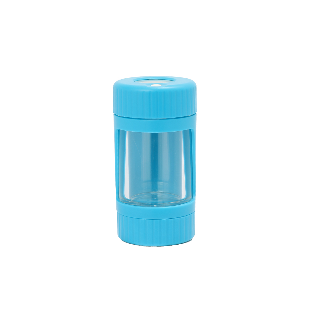 JL-060Y-1 2021 newest design wholesale plastic jar with light herb grinder magnifying glass smoking pipe bottle jar