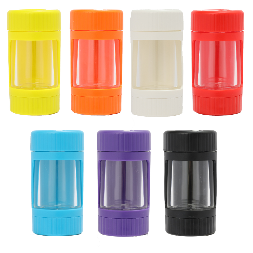 JL-060Y-1 2021 newest design wholesale plastic jar with light herb grinder magnifying glass smoking pipe bottle jar