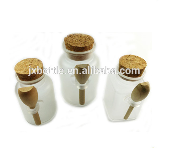 JX Pack 50ml 100ml matte cosmetic plastic bottle jar with wooden spoon