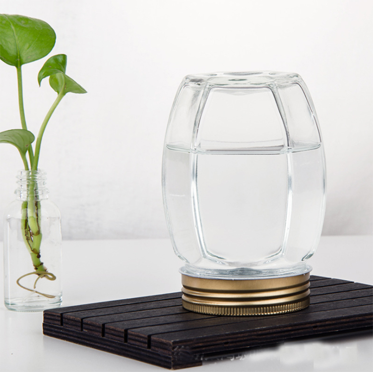 Japan style round hexagonal glass jars and containers honey jar glass airtight jam jar glass