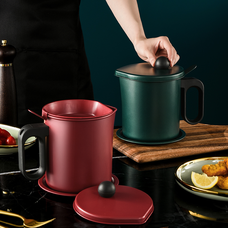 Japanese Style Antistick Kitchen Storage Oil Keeper Strainer Pot Kettle Container Oil Strainer