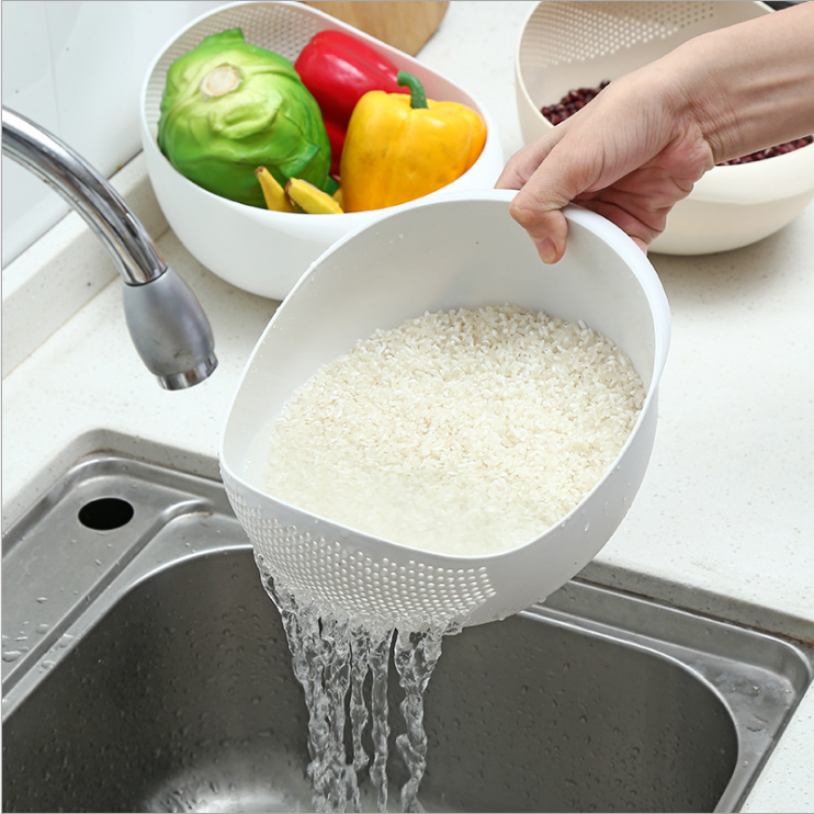 Japanese rice washing machine plastic kitchen basket living room household rice basin fruit plate kitchen drain basket rice siev