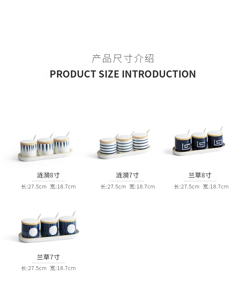 Japanese-style Ceramics Spice Jar Kitchen Set Home Use Salt Shaker Seasoning Sugar Can Condiment Box