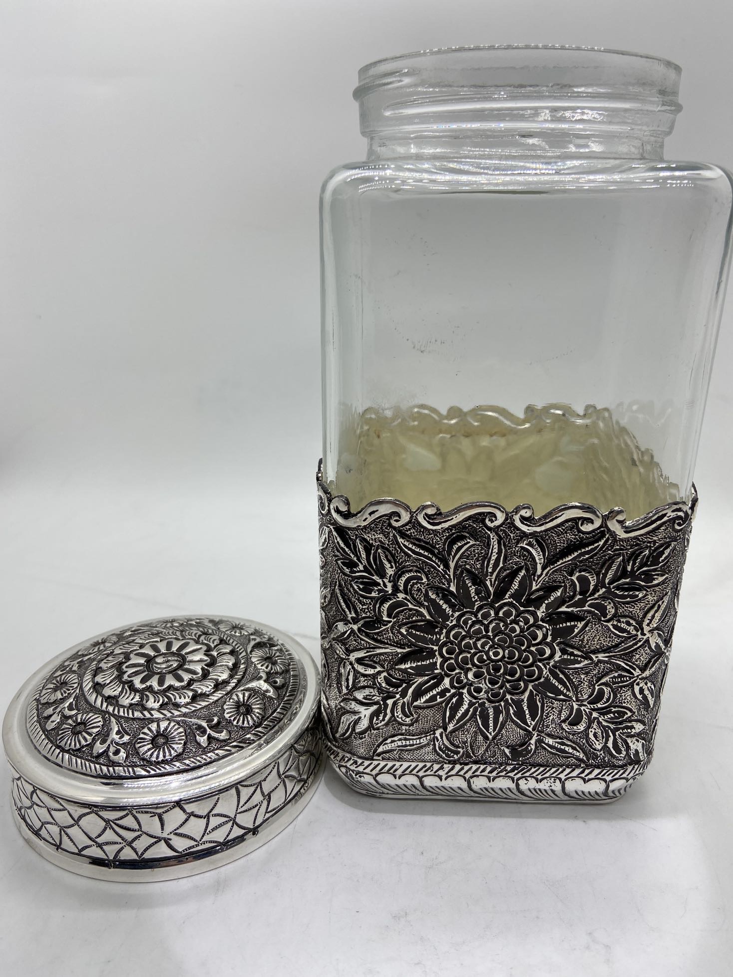 Jar 925 SIlver Storage Jar Nature Engraving Designed Jar Food Jar used for Tabletops Home decoration and Kitchen storage jars