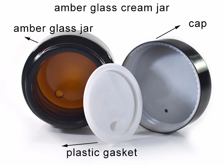 Jar Luxury Skincare Cosmetic Containers Cosmetic Packaging Cream Glass 50ml with Black Cap Skin Care Cream Screen Printing