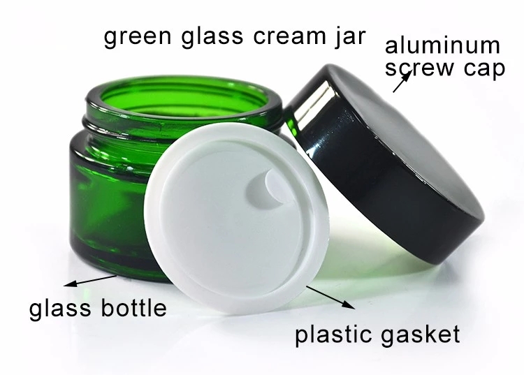 Jar Luxury Skincare Cosmetic Containers Cosmetic Packaging Cream Glass 50ml with Black Cap Skin Care Cream Screen Printing
