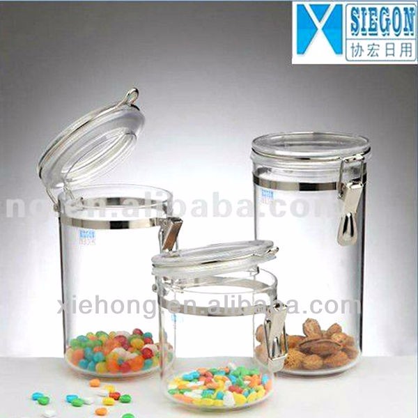 Jar Storage 670ml Wholesale Food Storage Plastic Jars Acrylic Storage jars With Clamp Airtight Lids