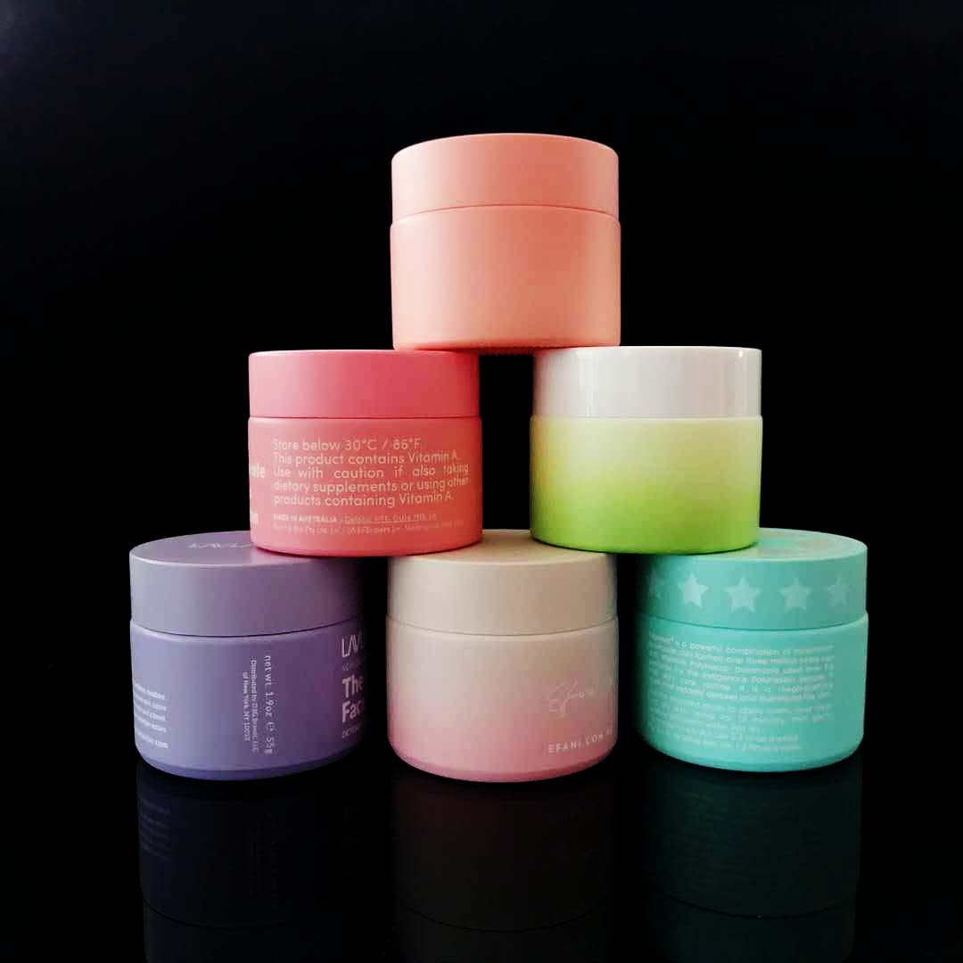 Jar Wholesale Skin Care 50ml Round Porcelain Cosmetic Packaging Face Cream Ceramic with Plastic Lids