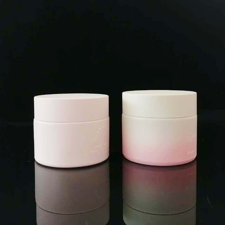 Jar Wholesale Skin Care 50ml Round Porcelain Cosmetic Packaging Face Cream Ceramic with Plastic Lids