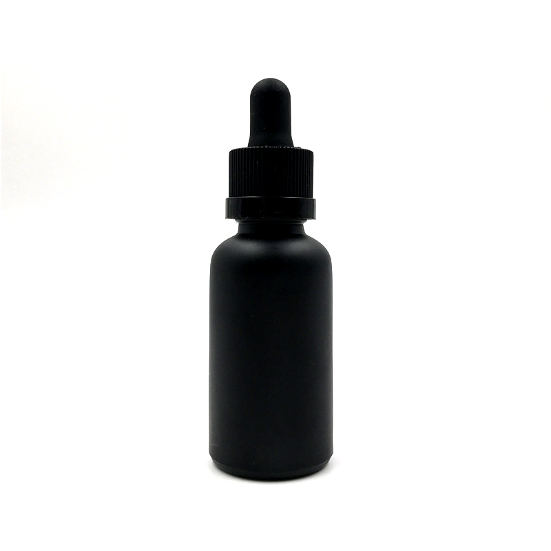 Jar with rubber stopper square matte black frosted glass dropper bottle with 15ml 30ml