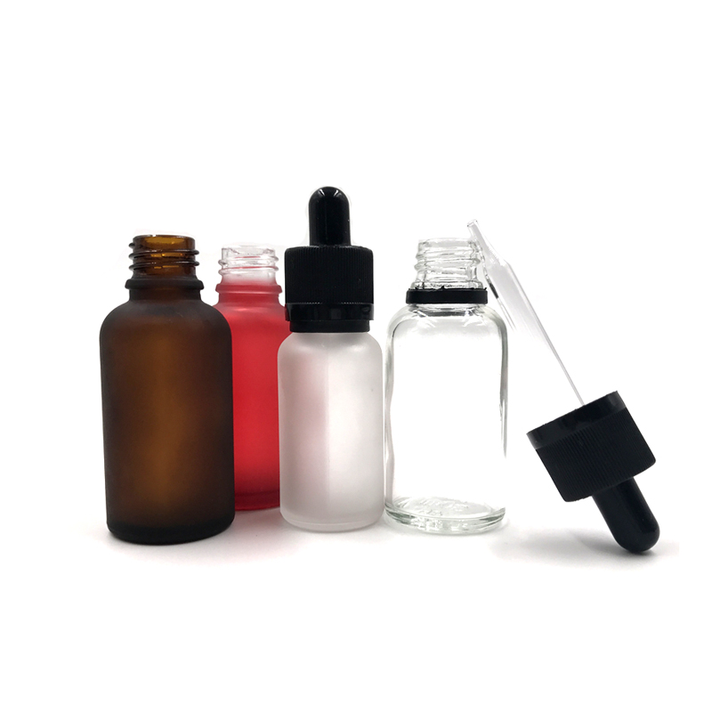 Jar with rubber stopper square matte black frosted glass dropper bottle with 15ml 30ml