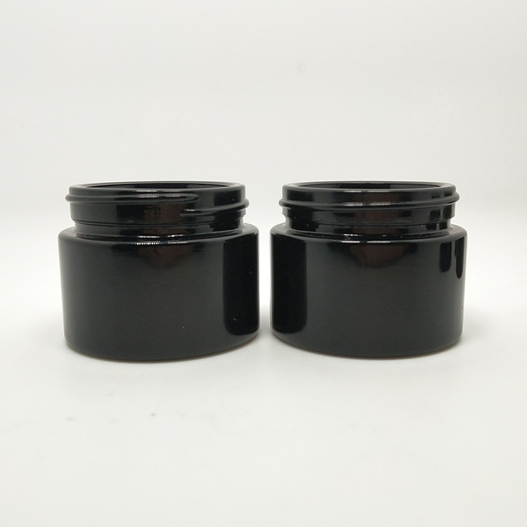 Jars Black Violet Cosmetic Glass Oval Shape Glass Skin Care Cream Custom Logo 1oz for Lip Balm with Smooth Round Cap Aluminum