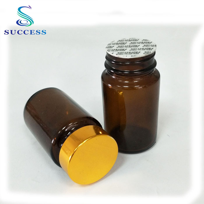 Jiangyin Safety Seal Amber Glass Pill Bottle with Screw Lid 75ml