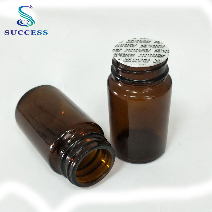 Jiangyin Safety Seal Amber Glass Pill Bottle with Screw Lid 75ml