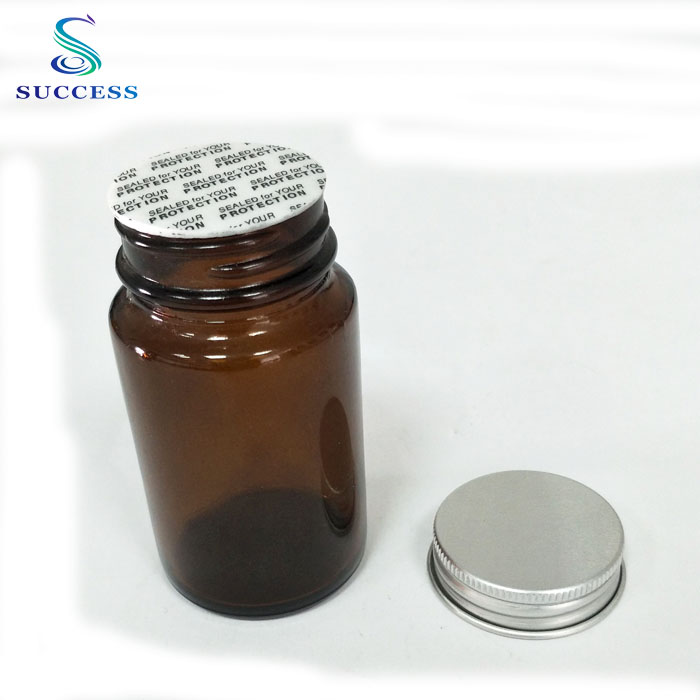 Jiangyin Safety Seal Amber Glass Pill Bottle with Screw Lid 75ml