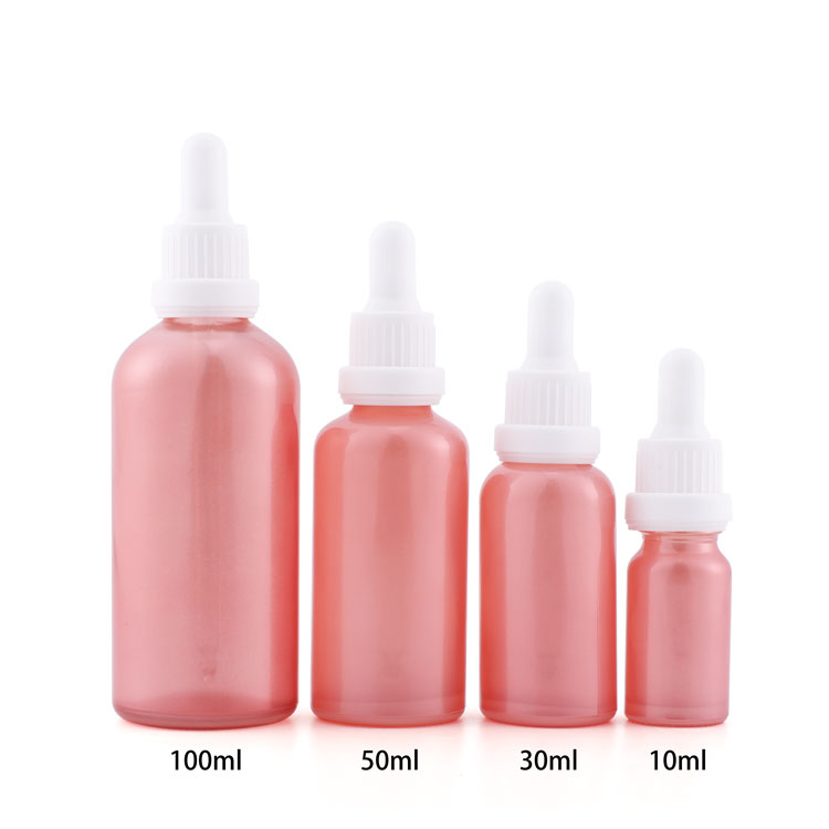 Jiaxing Empty Essential oil bottle pink color 10ml 20ml spray glass bottle with pump