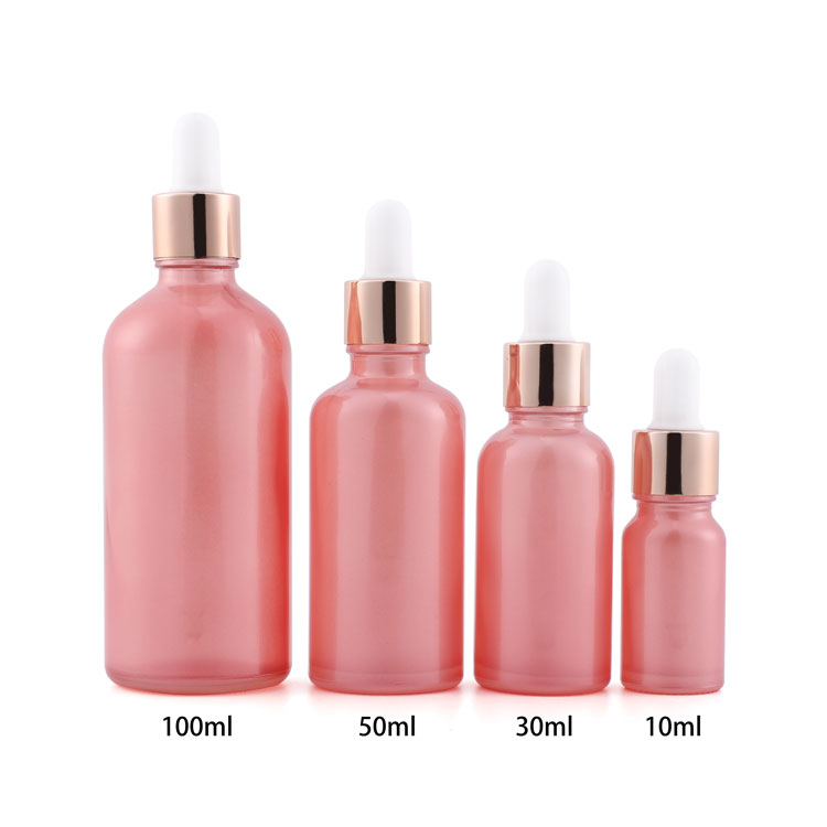 Jiaxing Empty Essential oil bottle pink color 10ml 20ml spray glass bottle with pump