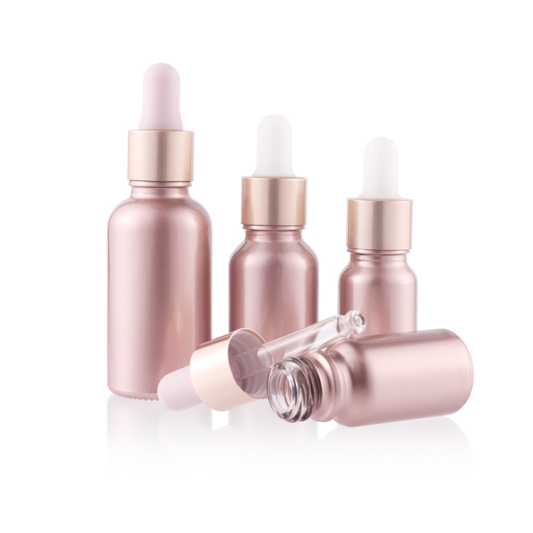 Jiaxing pharmaceutical essential oil glass bottle, pink color glass dropper bottle, e liquide essential oil bottle