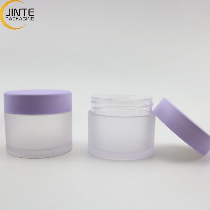 Jinte Packaging 1oz 2oz 4oz 6oz PETG Luxury Plastic Customized Frosted jar with Purple lids for bath salt containers
