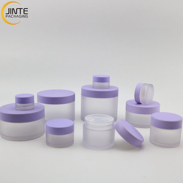 Jinte Packaging 1oz 2oz 4oz 6oz PETG Luxury Plastic Customized Frosted jar with Purple lids for bath salt containers