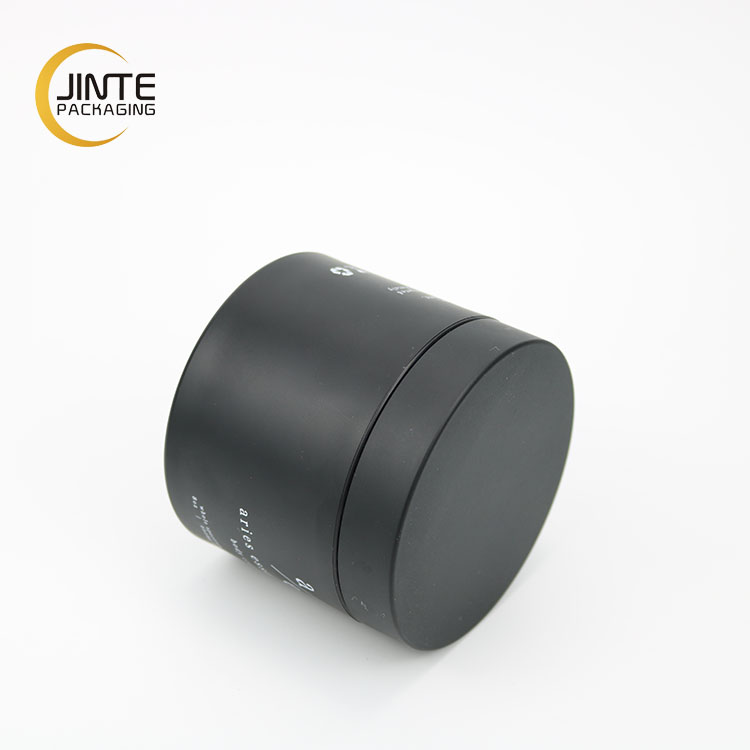 Jinte Packaging Luxury PETG Cosmetic 8oz thick wall plastic black matt Jar with cosmetic cap for facr scrub packaging